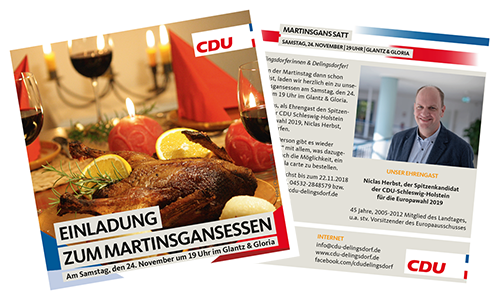  Einladung zum Martinsgansessen mit Niclas Herbst, Spitzenkandidat der CDU Schleswig-Holstein für die Europawahl 2019