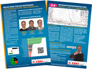 Flugblatt: Dank an die Wählerinnen und Wähler, Wahlergebnis, Informationsveranstaltung S4